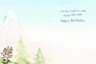 Greeting Card - Guy asleep boat headed at waterfall